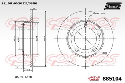 885104 MAXTECH Тормозной диск