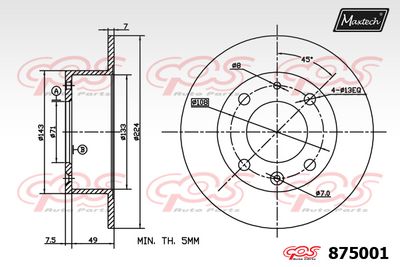 875001 MAXTECH Тормозной диск