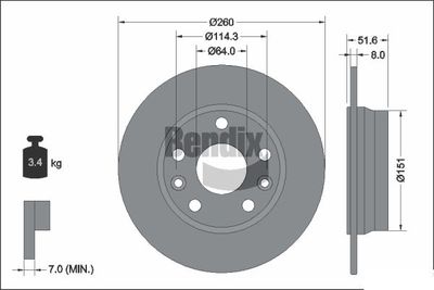 BDS2290 BENDIX Braking Тормозной диск