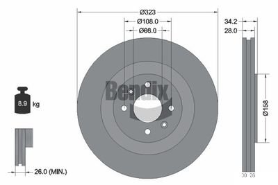 BDS1529 BENDIX Braking Тормозной диск