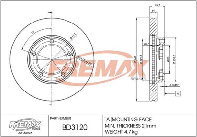 BD3120 FREMAX Тормозной диск