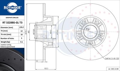 RT3228BSGLT3 ROTINGER Тормозной диск