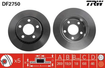 DF2750 TRW Тормозной диск