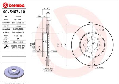 09545710 BREMBO Тормозной диск