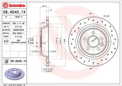 08A5401X BREMBO Тормозной диск