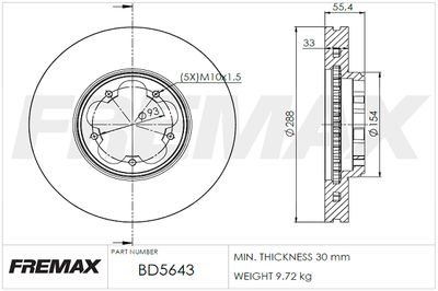 BD5643 FREMAX Тормозной диск