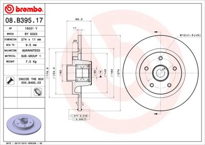 08B39517 BREMBO Тормозной диск