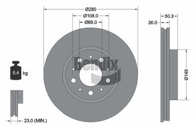 BDS1730 BENDIX Braking Тормозной диск