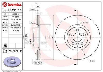 09C52211 BREMBO Тормозной диск