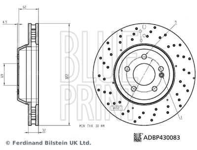 ADBP430083 BLUE PRINT Тормозной диск
