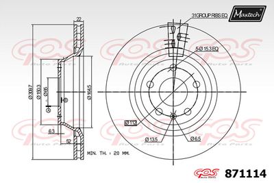 871114 MAXTECH Тормозной диск