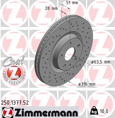 250137752 ZIMMERMANN Тормозной диск
