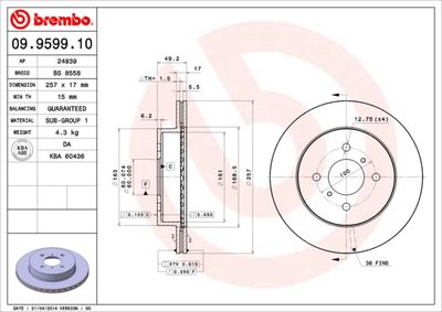 09959910 BREMBO Тормозной диск