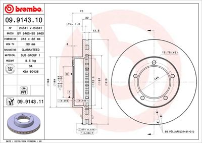 09914311 BREMBO Тормозной диск