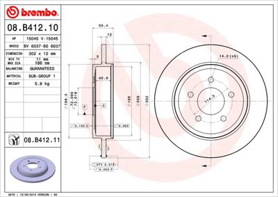 08B41210 BREMBO Тормозной диск