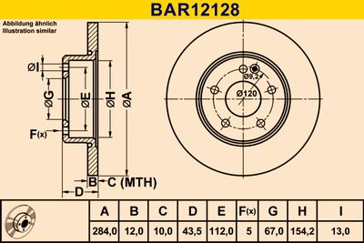 BAR12128 BARUM Тормозной диск