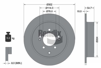 BDS1578 BENDIX Braking Тормозной диск