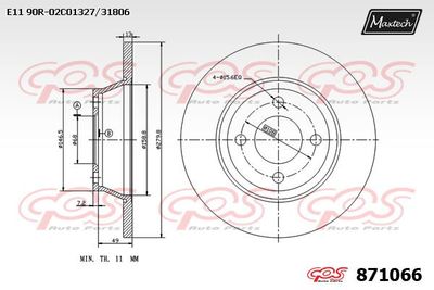 871066 MAXTECH Тормозной диск