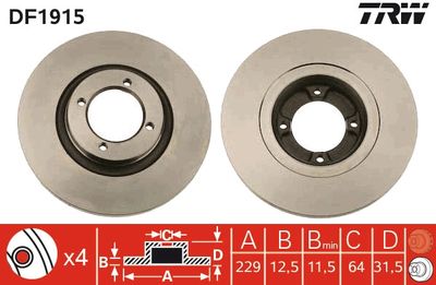 DF1915 TRW Тормозной диск
