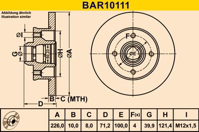 BAR10111 BARUM Тормозной диск