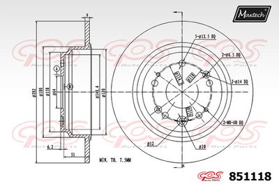 851118 MAXTECH Тормозной диск