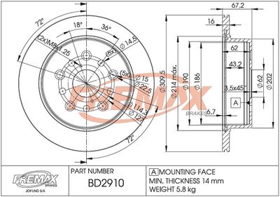 BD2910 FREMAX Тормозной диск