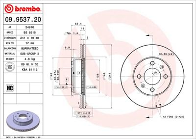 09953720 BREMBO Тормозной диск