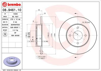 08946110 BREMBO Тормозной диск