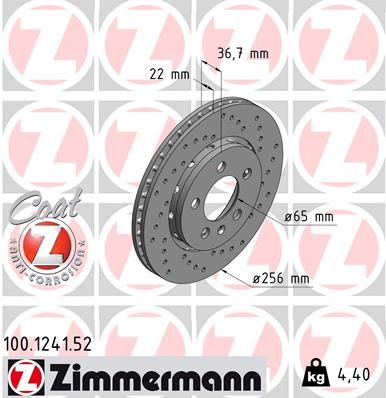 100124152 ZIMMERMANN Тормозной диск