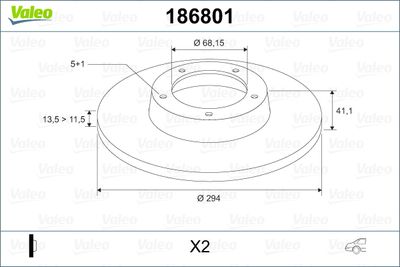 186801 VALEO Тормозной диск