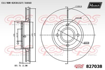 827038 MAXTECH Тормозной диск