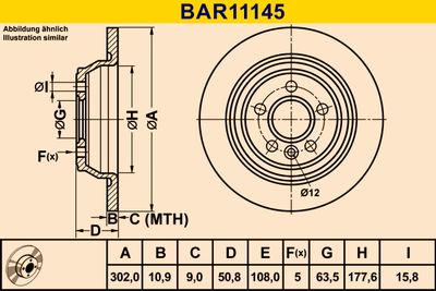 BAR11145 BARUM Тормозной диск