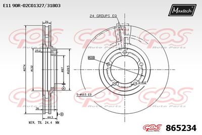 865234 MAXTECH Тормозной диск