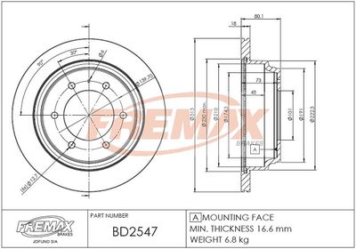 BD2547 FREMAX Тормозной диск