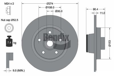 BDS1048 BENDIX Braking Тормозной диск