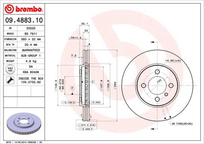 09488310 BREMBO Тормозной диск