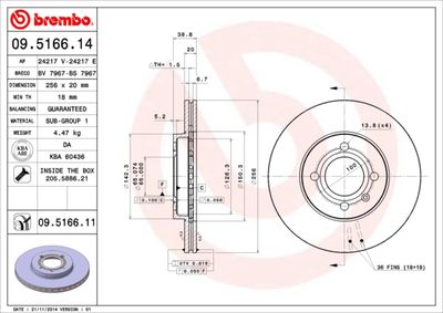 09516614 BREMBO Тормозной диск