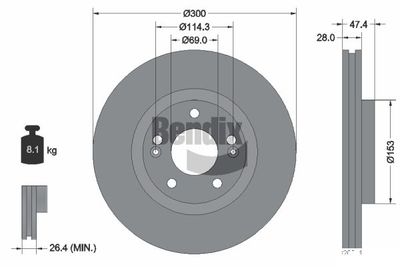 BDS1417 BENDIX Braking Тормозной диск