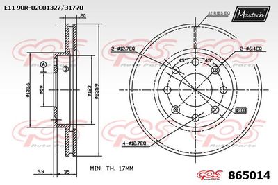 865014 MAXTECH Тормозной диск