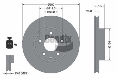 BDS2076 BENDIX Braking Тормозной диск