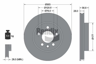 BDS1641 BENDIX Braking Тормозной диск