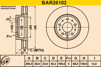 BAR26102 BARUM Тормозной диск