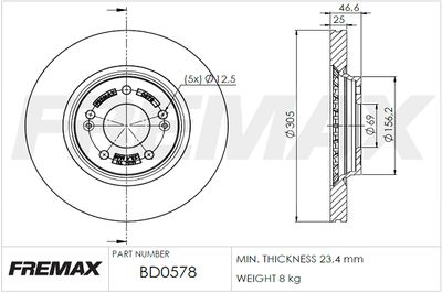 BD0578 FREMAX Тормозной диск