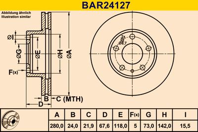 BAR24127 BARUM Тормозной диск