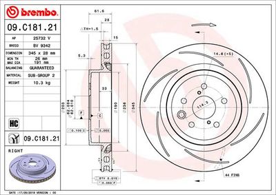 09C18121 BREMBO Тормозной диск