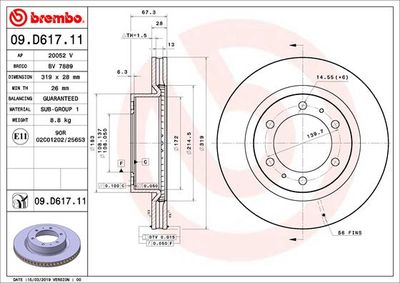 09D61711 BREMBO Тормозной диск