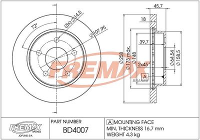 BD4007 FREMAX Тормозной диск