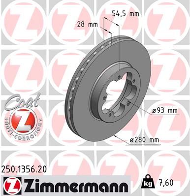 250135620 ZIMMERMANN Тормозной диск