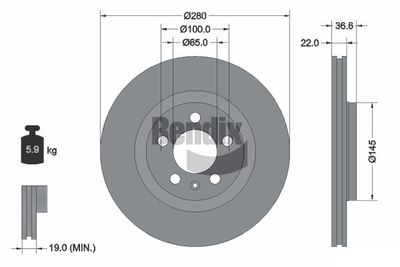BDS1017HC BENDIX Braking Тормозной диск