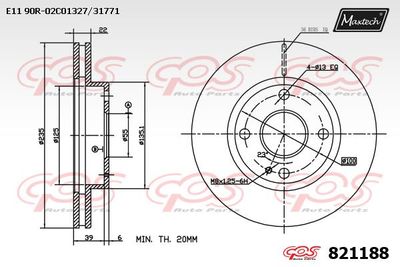 821188 MAXTECH Тормозной диск